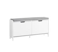 SoBuy Scarpiera Panca Ingresso Salvaspazio Panca Contenitore con Cuscino Imbottito e Struttura in MDF e Ferro, Carico Fino a 250kg, Design Nordic, Bianco e Grigio, 105x24x52 cm, FSR151-L-W