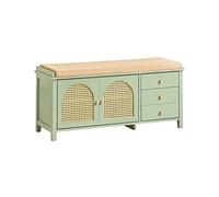 SoBuy Scarpiera Panca Ingresso Salvaspazio - Panca Contenitore con Seduta Traspirante, Portascarpe Slim Alta Capacità, 150kg, Facile Montaggio - Verde 100x34x46cm FSR129-GR