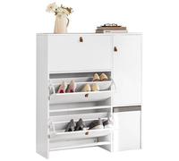 SoBuy - Scarpiera Ribaltabile Con 3 Ribalte Scarpiera Con 6 Ripiani Scarpiera Con Sedia Mobile Ingresso 95x30x113 Cm Fsr107-w