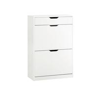 SoBuy Scarpiera ribaltabile Scarpiera a 2 ribalte e un cassetto Portascarpe salvaspazio Slim, Bianco 60x30x90cm FSR180-W