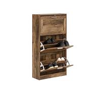 SoBuy Scarpiera ribaltabile Scarpiera a 3 ribalte Portascarpe salvaspazio Slim, 60x23x115cm, Noce, FSR137-L-F