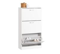SoBuy Scarpiera Salvaspazio Slim a 3 Ribalte Regolabili - Mobile Scarpiera Bianca per Corridoio e Appartamento - MDF 24cm Profondità 15+ Paia - Modello FSR110-W