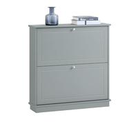 SoBuy Scarpiera Salvaspazio Slim con 2 Ante e 2 Ripiani - Scarpiera Ingresso per Mobile Ingresso Regolabile, Design Moderno, L76xP18xA78cm, Facile da Montare Grigio FSR99-HG