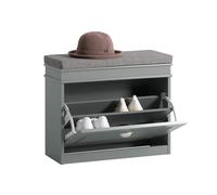 SoBuy Scarpiera Salvaspazio Slim con Seduta - Panca Scarpiera da Ingresso Contenitore in Legno, Mobile Ingresso per Scarpe, Regolabile, Grigio L60*P24*A51 cm FSR82-K-HG