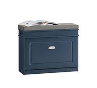 SoBuy Scarpiera Salvaspazio Slim con Seduta - Panca Scarpiera da Ingresso Contenitore in Legno, Mobile Ingresso per Scarpe, Regolabile, 75x24x52 cm, Blu, FSR82-L-B