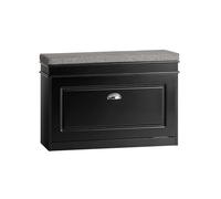 SoBuy Scarpiera Salvaspazio Slim con Seduta - Panca Scarpiera da Ingresso Contenitore in Legno, Mobile Ingresso per Scarpe, Regolabile, Nero L75*P24*A51 cm FSR82-L-SCH