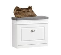 SoBuy Scarpiera Salvaspazio Slim con Seduta - Panca Scarpiera da Ingresso Contenitore in Legno, Mobile Ingresso per Scarpe, Regolabile, 60x24x51 cm, Bianco, FSR82-K-W