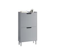 SoBuy Scarpiera Salvaspazio Slim da Ingresso Mobile Portascarpe con 2 Ante a Ribalta Regolabili in Legno Armadio Scarpiera Alta e Stretta per Corridoio, 50x19x90 cm, Grigio, FSR151-HG