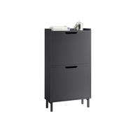 SoBuy Scarpiera Salvaspazio Slim da Ingresso Mobile Portascarpe con 2 Ante a Ribalta Regolabili in Legno Armadio Scarpiera Alta e Stretta per Corridoio, 50x19x90 cm,Nero, FSR151-SCH