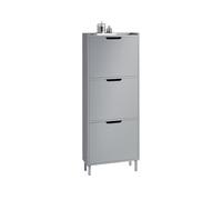 SoBuy Scarpiera Salvaspazio Slim da Ingresso Mobile Portascarpe con 3 Ante a Ribalta Regolabili in Legno Armadio Scarpiera Alta e Stretta per Corridoio, 50x19x129 cm, Grigio, FSR151-H-HG