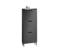 SoBuy Scarpiera Salvaspazio Slim da Ingresso Mobile Portascarpe con 3 Ante a Ribalta Regolabili in Legno Armadio Scarpiera Alta e Stretta per Corridoio, 50x19x129 cm，Nero, FSR151-H-SCH