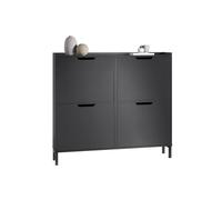 SoBuy Scarpiera Salvaspazio Slim da Ingresso Mobile Portascarpe con 4 Ante a Ribalta Regolabili in Legno Armadio Scarpiera Alta e Stretta per Corridoio, 100x19x91 cm,Nero, FSR100-SCH