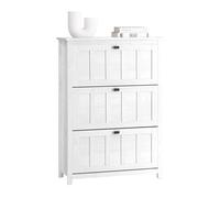 SoBuy Scarpiera Salvaspazio Slim Ingresso a 3 Ribalte con 6 Ripiani - Mobile Scarpiera Bianca Moderna in Legno - Scarpiera Capiente per 24 Scarpe con Scomparto Extra - 80x30x111cm FSR162-W