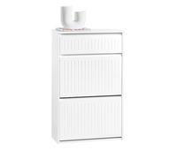 SoBuy Scarpiera Salvaspazio Slim Mobile Scarpiera Ingresso con 2 Ribalte e 4 Ripiani Regolabili - Ideale per Corridoi Stretti e Spazi Ridotti - Bianco, 61x25x100 cm, Facile Installazione FSR165-W