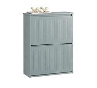 SoBuy Scarpiera Salvaspazio Slim Mobile Scarpiera Ingresso con 2 Ribalte e 4 Ripiani Regolabili - Ideale per Corridoi Stretti e Spazi Ridotti - Grigio, 61x25x81 cm, Facile Installazione FSR165-K-HG