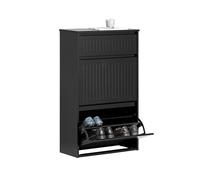 SoBuy Scarpiera Salvaspazio Slim Mobile Scarpiera Ingresso con 2 Ribalte e 4 Ripiani Regolabili - Ideale per Corridoi Stretti e Spazi Ridotti - Nero, 61x25x100 cm, Facile Installazione FSR165-SCH