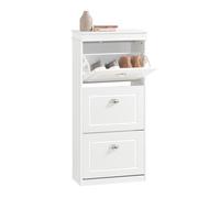 SoBuy Scarpiera Salvaspazio Slim Mobiletto da Ingresso 3 Ante a Ribalta, Armadio Portascarpe Scarpiera Moderna per Ingresso, Corridoio o Camera da Letto 53x24x117cm Bianca FSR94-W