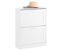 SoBuy Scarpiera Salvaspazio Slim Scarpiera Ingresso a 2 Ribalte - Design Compatto Moderno + Capacità 12 Paia + Adatta a Corridoi Stretti - Bianco 60x25x80cm FSR137-W