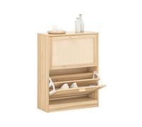 SoBuy Scarpiera Slim da Ingresso con 2 ante e 2 ripiani Naturale 60x24x80cm FSR160-N
