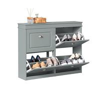 SoBuy Scarpiera Slim Salvaspazio Mobiletto da Ingresso con 4 Ante a Ribalta, Armadio Portascarpe Scarpiera Moderna per Ingresso, Corridoio o Camera da Letto 105x24x83cm Grigio FSR79-HG