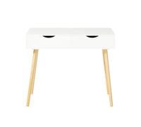 SoBuy Scrivania Bianca con Cassetti in Legno di Pino