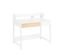 SoBuy Scrivania Moderna con 2 Cassetti e Scaffale, Bianco
