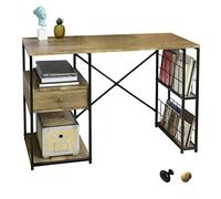 SoBuy Scrivania per computer con 1 cassetto e 4 ripiani, utilizzata per l'ufficio e la camera da letto con struttura in ferro 118 x 48 x 75 cm FWT61-N