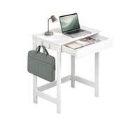 SoBuy Scrivania Piccola 60x40x77cm con Cassetto e Ganci Bianca | Soluzione Unica per Studio e Lavoro, Ideale per Piccoli Appartamenti e Studentati, Portata 60kg, FWT43-W