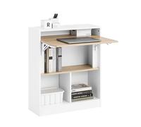 SoBuy Scrivania Pieghevole Salvaspazio per Ufficio e Casa Tavolo da Lavoro Multifunzionale in Legno con Design Richiudibile Ideale per Cameretta, Studio, Piccoli Spazi 70x57x85cm FWT104-WN