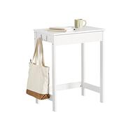 SoBuy Scrivania Salvaspazio con 1 Cassetto e 2 Ganci Tavolo da Lavoro Angolare Piccolo per Ufficio o Studio Scrivania Bianca per Casa, Cameretta o Computer 60x40x77cm FWT43-W