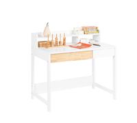 SoBuy Scrivania Salvaspazio con 2 Cassetti Scrivania Ufficio Compatta Tavolo da Lavoro per Studio Cameretta e Camera da Letto Bianco 100x59x95cm FWT106-W