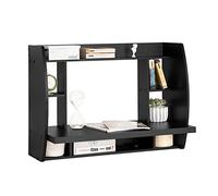 SoBuy® Scrivania,Tavolo a muro porta PC,con ripiani,nero,FWT18-SCH,IT
