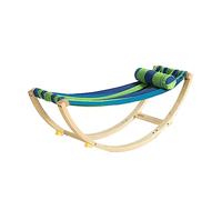 SoBuy Sdraio a Dondolo per Bambini Poltroncina per Bambini Lettino Prendisole in Legno con Dispositivi di Sicurezza per Cameretta o Giardino 122x36x48cm KMB16-J
