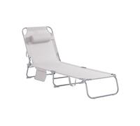 SoBuy Sdraio da Giardino Reclinabile Lettino Prendisole con Cuscino e Tasca Laterale Sedia Sdraio da Esterno per Patio Campeggio Spiaggia Sdraio Pieghevole da Giardino Beige 155x56x81cm OGS35-MI