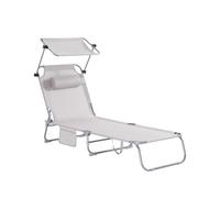 SoBuy Sdraio da Giardino Reclinabile Lettino Prendisole Pieghevole con Cuscino Tasca Laterale e Parasole Sedia Sdraio da Esterno per Patio Campeggio Spiaggia Beige 155x56x81cm OGS48-MI