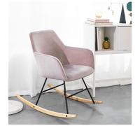 SoBuy - Sedia A Dondolo Poltrona Relax Design Carico Massimo: 150 Kg In Velluto, Gambe In Ferro E Legno Massello Di Faggio Rosa Fst68-p