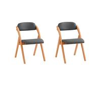 SoBuy Sedia Pieghevole in Legno Set da 2 Poltrona Imbottita da Cucina, Sedie da Interno per Ufficio, Balcone, Giardino - Sedie Pieghevoli Salvaspazio Richiudibili in Faggio, Grigio Scuro FST92-SGx2