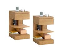 SoBuy Set 2 Comodini con cassetto e 2 ripiani 39x39x65 cm