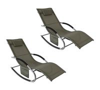 SoBuy OGS28x2 Lettino prendisole 2 set lettino da giardino borsa cuscino sedia a sdraio breezy per Brown