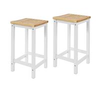 SoBuy Set 2 SgabellI per cucina moderno SgabellI legno massello Bianco altezza 61 cm, Max Portata 100 kg FST29-WNX2