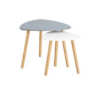 SoBuy Set 2 Tavolini Bassi BambÃ¹ e MDF Bianco Grigio