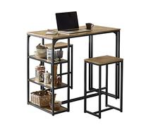 SoBuy Set 3 Pezzi Tavolo con 2 sgabelli, Set di mobili da Balcone, Tavolo alto con 3 ripiani OGT43-F