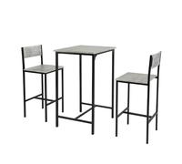 SoBuy Set 3 pezzi Tavolo da bar alto per cucina con 2 sgabelli, tavolino salvaspazio per casa e balcone, mobile bar esterno, penisola cucina, stile industriale,L60xP60xA97 cm, Grigio, OGT27-HG