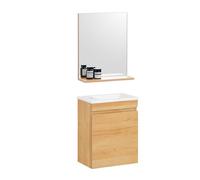 SoBuy Set arredo da bagno Specchio a parete+ Mobile lavabo Naturale BZR169-SET