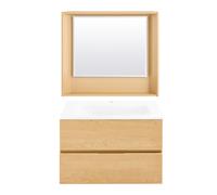 SoBuy Set Bagno Mobile Lavabo e Specchio Naturale BZR198-N