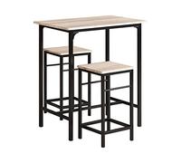 SoBuy Set Tavolo da Bar Alto con 2 Sgabelli - Tavolo Salvaspazio per Cucina Piccola e Balcone, Stile Industriale Moderno - Tavolino Alto da Esterno per Giardino o Terrazzo OGT10-N