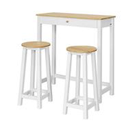 SoBuy Set Tavolo da Bar Alto con 2 Sgabelli Tavolo Salvaspazio per Cucina Piccola e Balcone, Stile Industriale Moderno Tavolino Alto da Esterno per Giardino o Terrazzo FWT50-WN