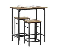 SoBuy Set Tavolo da Bar Alto con 2 Sgabelli - Tavolo Salvaspazio per Cucina Piccola e Balcone, Stile Industriale Moderno - Tavolino Alto da Esterno per Giardino o Terrazzo OGT10-PF