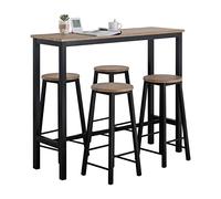 SoBuy Set Tavolo da Bar Alto con 4 Sgabelli - Tavolo Salvaspazio per Cucina Piccola e Balcone, Stile Industriale Moderno - Tavolino Alto da Esterno per Giardino o Terrazzo OGT22-SCH