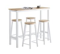 SoBuy Set Tavolo da Bar Alto con 4 Sgabelli - Tavolo Salvaspazio per Cucina Piccola e Balcone, Stile Industriale Moderno - Tavolino Alto da Esterno per Giardino o Terrazzo OGT22-WN